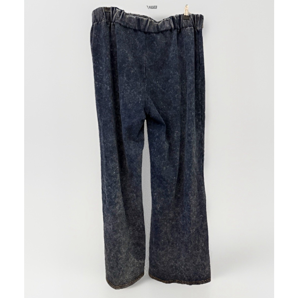 🌺 White Birch Acid Wash Wide Leg Pants with Button Hem Elastic Waist Size 1X - Picture 2 of 6